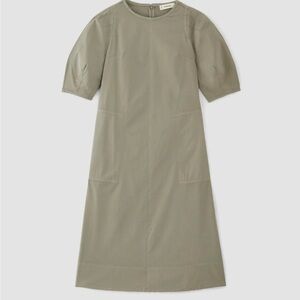 Everlane short sleeve midi dress sage green relaxed fit modest cotton XS new